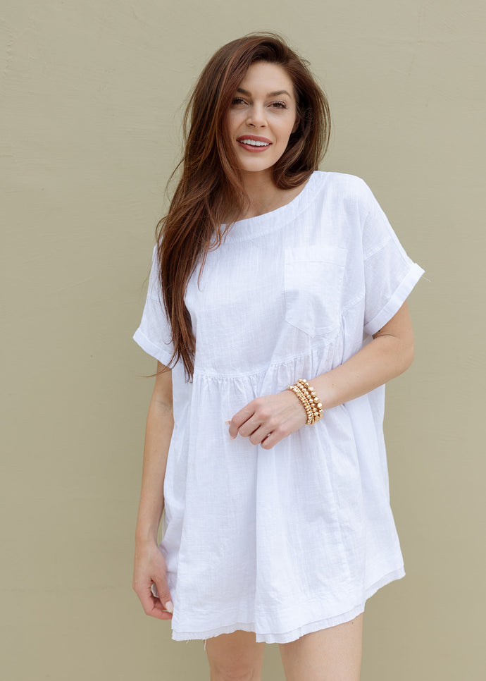August White Woven Mini Dress