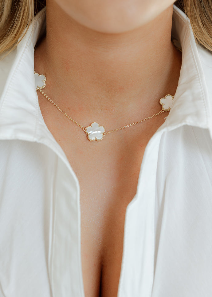 Adeline Pearl Clover Necklace