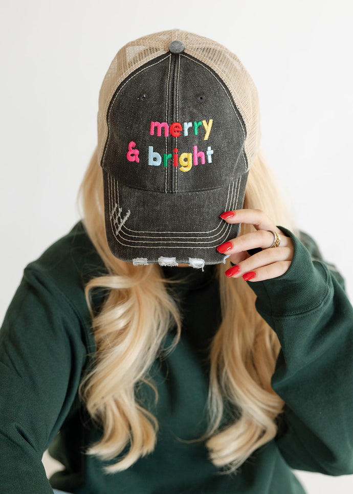 Merry & Bright Embroidered Trucker Cap