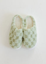 Load image into Gallery viewer, Plush Checkered Cozy Slippers - Lime
