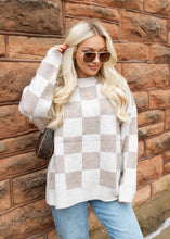 Load image into Gallery viewer, Cream &amp; Beige Checkered Sweater
