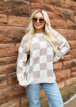 Load image into Gallery viewer, Cream &amp; Beige Checkered Sweater
