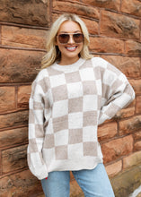 Load image into Gallery viewer, Cream &amp; Beige Checkered Sweater
