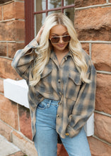 Load image into Gallery viewer, Bonfire Taupe Plaid Oversized Shacket
