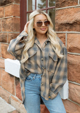 Load image into Gallery viewer, Bonfire Taupe Plaid Oversized Shacket
