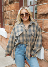 Load image into Gallery viewer, Bonfire Taupe Plaid Oversized Shacket
