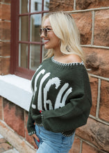 Load image into Gallery viewer, Sleigh Green Boat Neck Sweater
