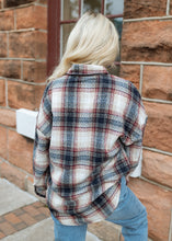 Load image into Gallery viewer, Ecru &amp; Navy Plaid Shacket
