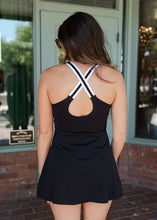 Load image into Gallery viewer, Retro Criss Cross Strap Black Tennis Dress
