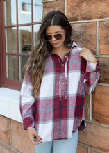 Load image into Gallery viewer, Bonfire Burgundy Plaid Pullover
