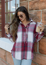 Load image into Gallery viewer, Bonfire Burgundy Plaid Pullover
