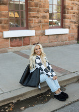 Load image into Gallery viewer, Lola White &amp; Black Check Waffle Cardigan
