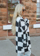 Load image into Gallery viewer, Lola White &amp; Black Check Waffle Cardigan
