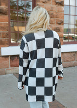 Load image into Gallery viewer, Lola White &amp; Black Check Waffle Cardigan
