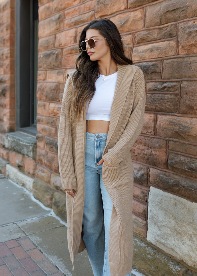 Smooth Waves Mocha Trench Knit Cardigan