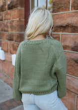 Load image into Gallery viewer, Apres Olive Crochet Sweater
