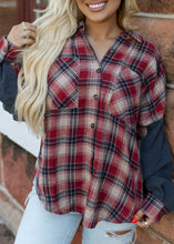 Load image into Gallery viewer, Vintage Red Plaid Button Down Shirt
