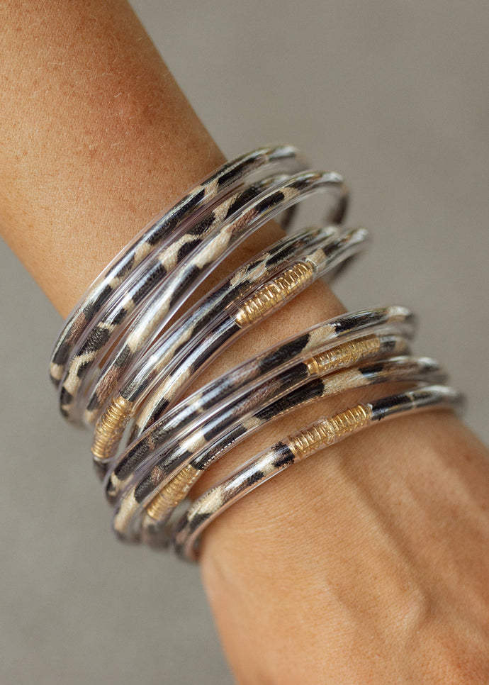 Leopard Jelly Bangle Bracelet Stack