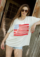 Load image into Gallery viewer, Americana Flag Stitched Short Sleeve Top
