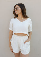 Load image into Gallery viewer, Coastal Weave Cropped V Neck Top
