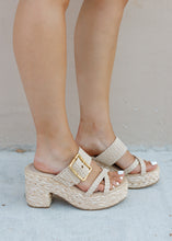 Load image into Gallery viewer, Kahn Woven Jute Beige Platform Heel
