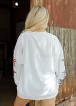 Load image into Gallery viewer, USA &amp; Star Sequin Patch White Pullover
