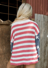 Load image into Gallery viewer, Navy &amp; Red American Flag Knit Sweater
