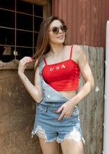 Load image into Gallery viewer, USA Red Knit Cropped Tank
