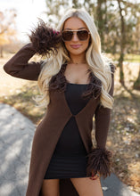 Load image into Gallery viewer, Material Girl Long Fur Cardigan - Chocolate
