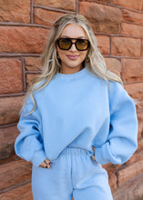 Load image into Gallery viewer, Baby Blue Dropped Shoulder Sweatshirt
