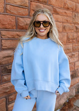 Load image into Gallery viewer, Baby Blue Dropped Shoulder Sweatshirt
