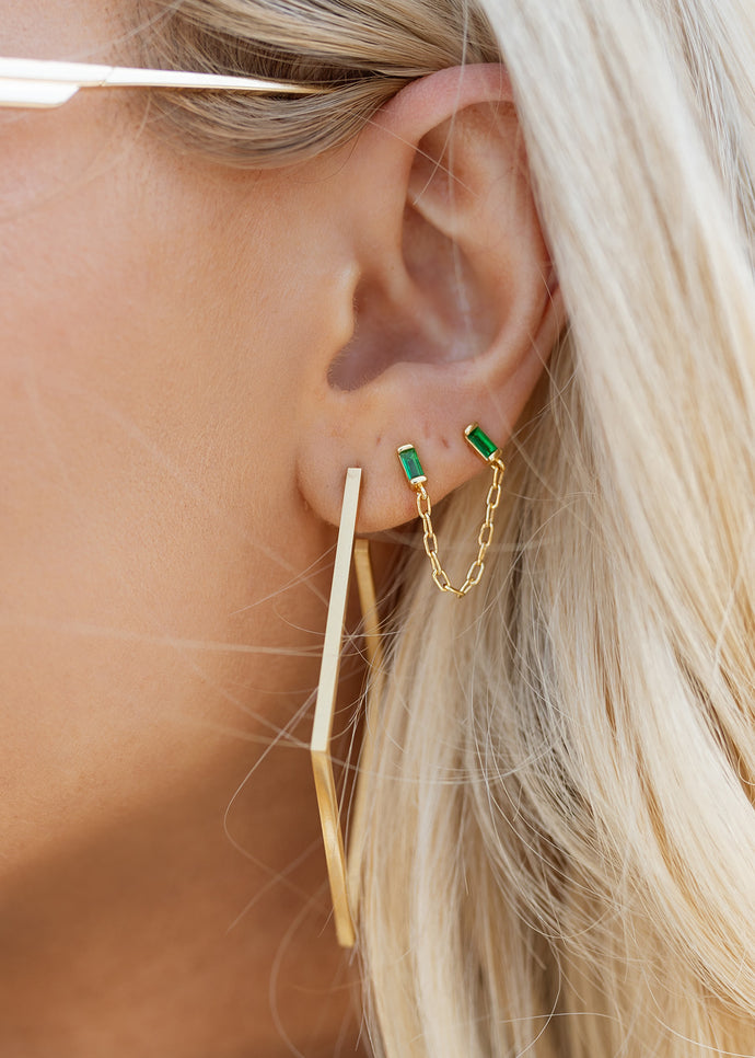Malia Emerald Double Stud Earring