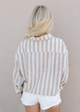 Load image into Gallery viewer, Hamptons Taupe Stripe Linen Top
