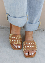 Load image into Gallery viewer, Mindee Studded Tan Sandals
