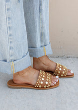 Load image into Gallery viewer, Mindee Studded Tan Sandals
