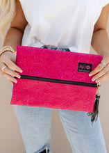 Load image into Gallery viewer, Makeup Junkie Pink Tooled Designer Make Up Bags
