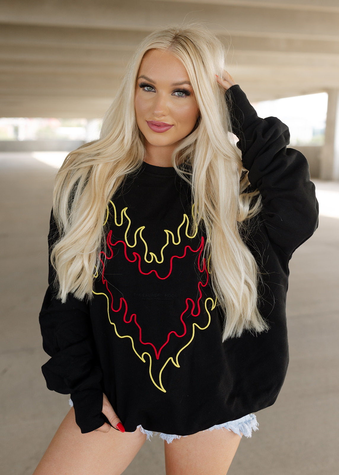 Burning Heart Black Sweatshirt Jumper