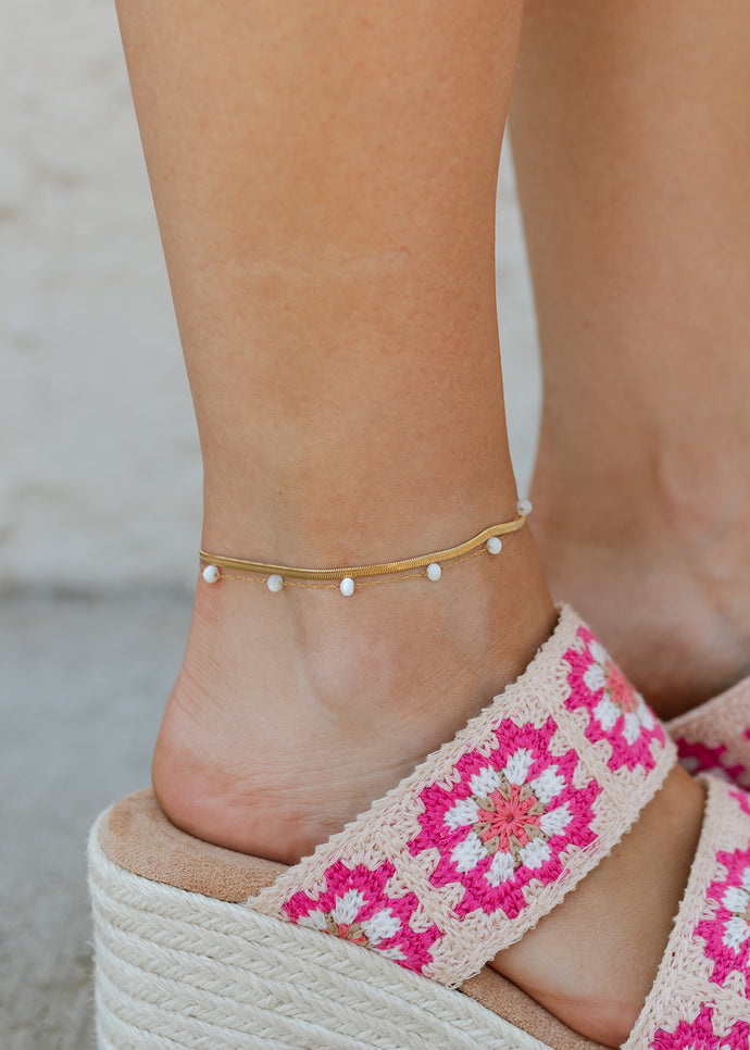 Summer Gold & Pearl Anklet