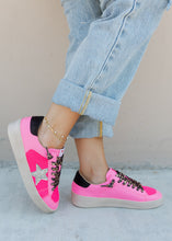 Load image into Gallery viewer, Candace Neon Pink &amp; Leopard Sneaker
