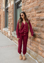 Load image into Gallery viewer, Cabin Fever Burgundy Cardigan &amp; Jogger Set
