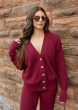 Load image into Gallery viewer, Cabin Fever Burgundy Cardigan &amp; Jogger Set
