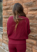 Load image into Gallery viewer, Cabin Fever Burgundy Cardigan &amp; Jogger Set
