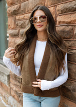 Load image into Gallery viewer, Locked In Brown Sherpa &amp; Suede Vest
