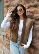 Load image into Gallery viewer, Locked In Brown Sherpa &amp; Suede Vest
