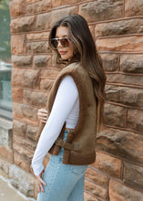 Load image into Gallery viewer, Locked In Brown Sherpa &amp; Suede Vest
