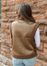 Load image into Gallery viewer, Locked In Brown Sherpa &amp; Suede Vest
