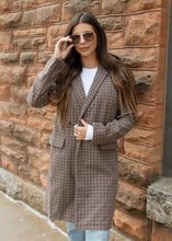 Load image into Gallery viewer, Brown Check Plaid Trench Coat
