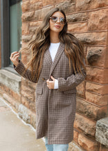 Load image into Gallery viewer, Brown Check Plaid Trench Coat
