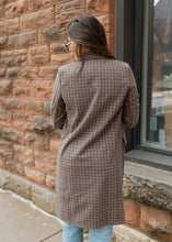 Load image into Gallery viewer, Brown Check Plaid Trench Coat
