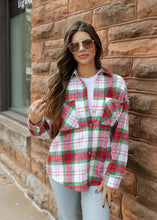 Load image into Gallery viewer, Festive Flair Red &amp; Green Plaid Shacket
